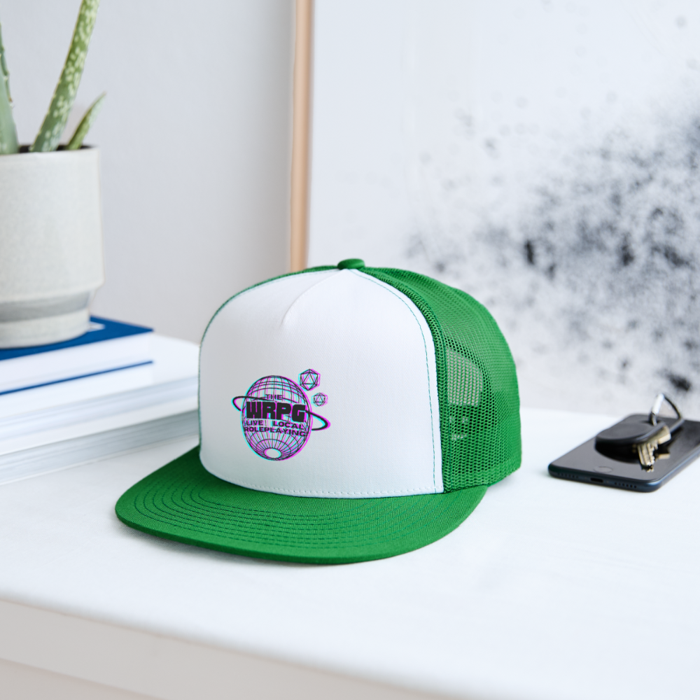 the WRPG 3d logo blackTrucker Hat - white/kelly green