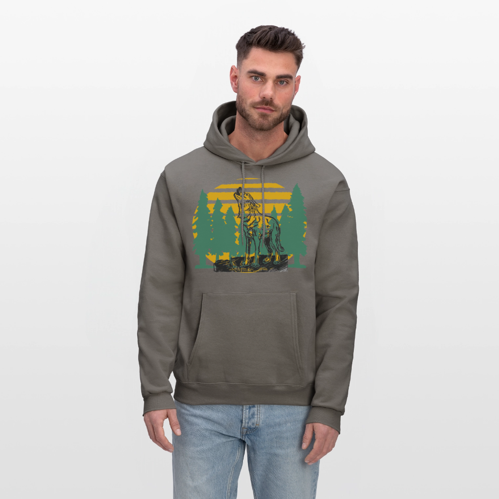 Wolf in the woods - asphalt gray
