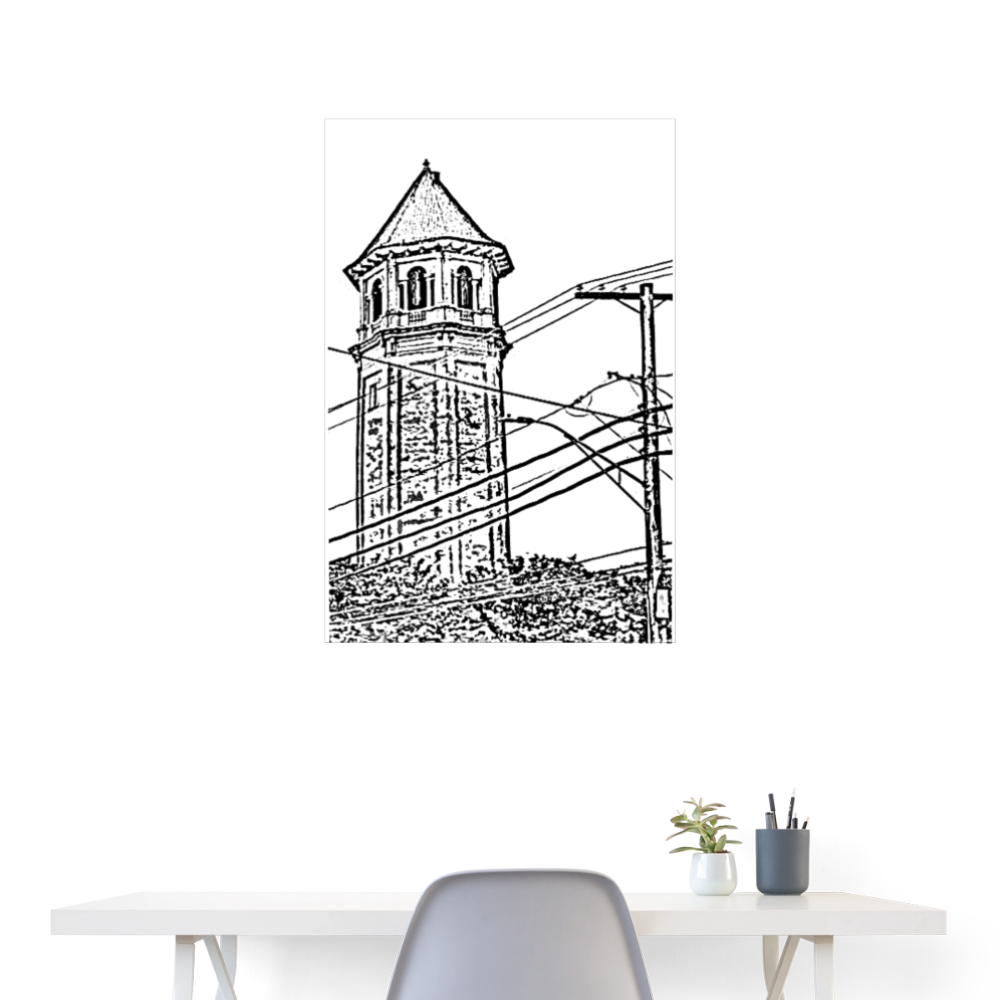 Roland Water Tower Poster 24x36 - white