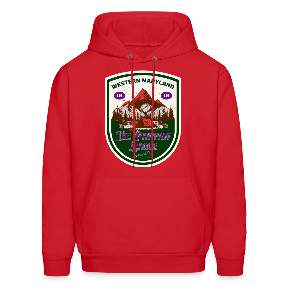 The Pawpaw League Logo white Hoodie - red