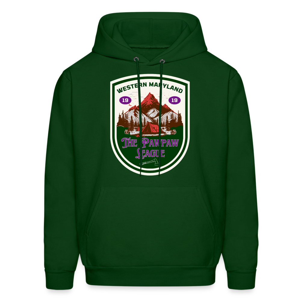 The Pawpaw League Logo white Hoodie - forest green