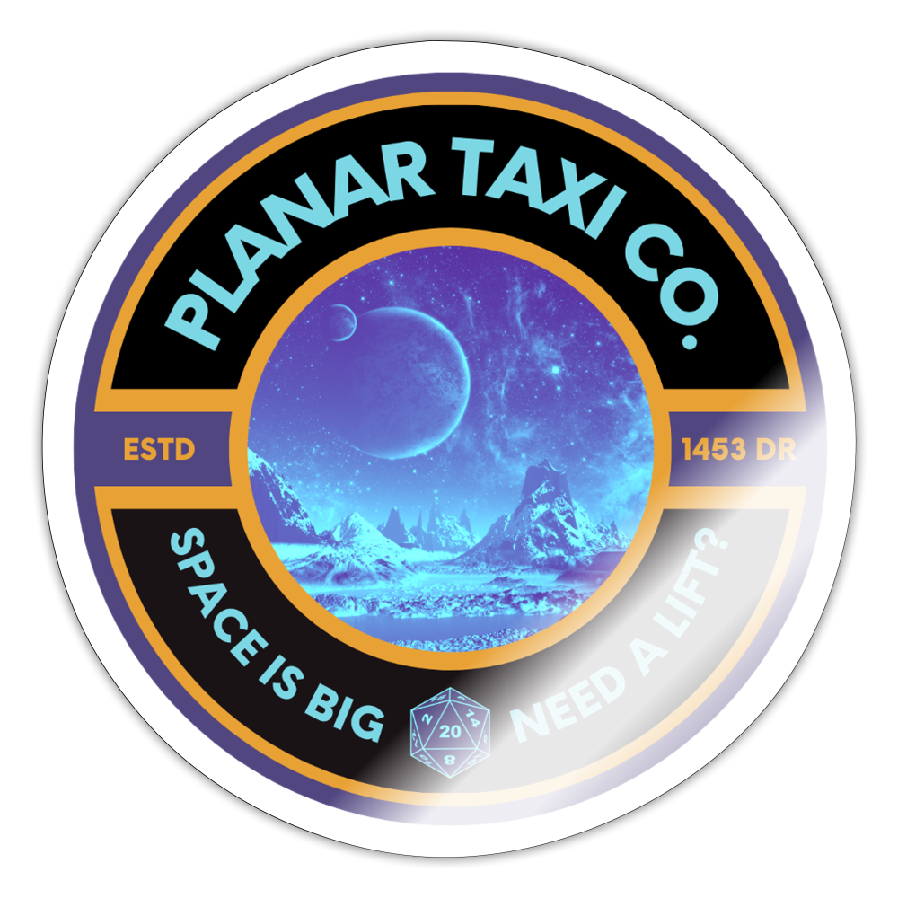 Planar Taxi Co. logo black Sticker - white glossy