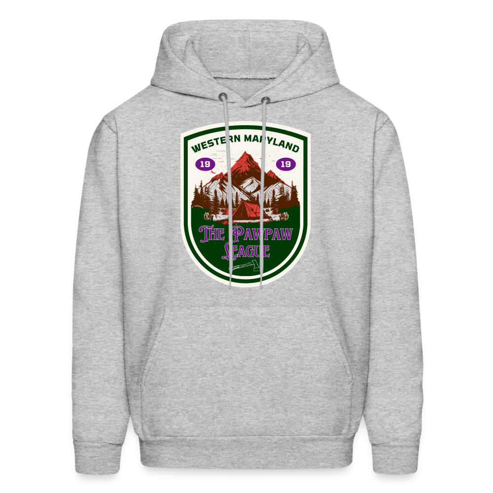 The Pawpaw League Logo white Hoodie - heather gray