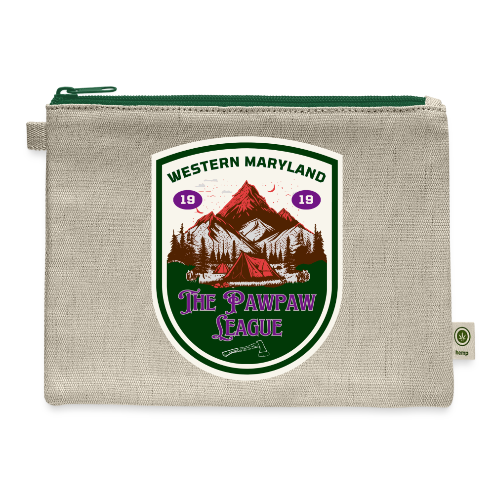the Pawpaw League Logo Carry All Pouch - natural/green