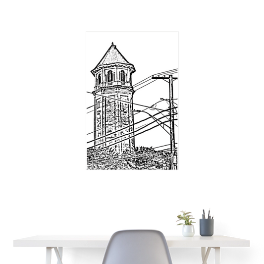 Roland Water Tower Poster 24x36 - white