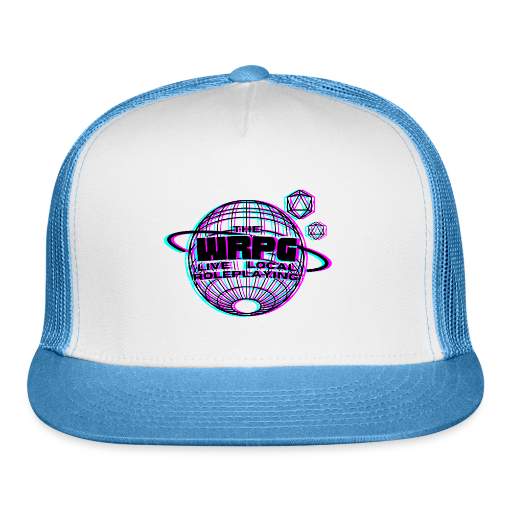 the WRPG 3d logo blackTrucker Hat - white/blue