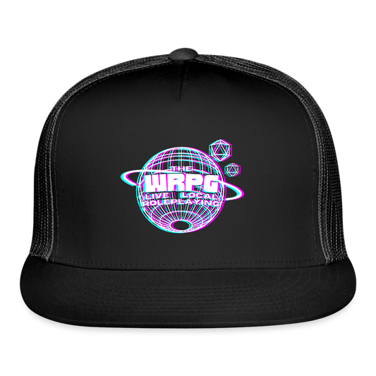 the WRPG 3d logo white Trucker Hat - black/black