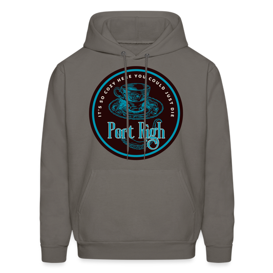 Port Righ Logo white Hoodie - asphalt gray