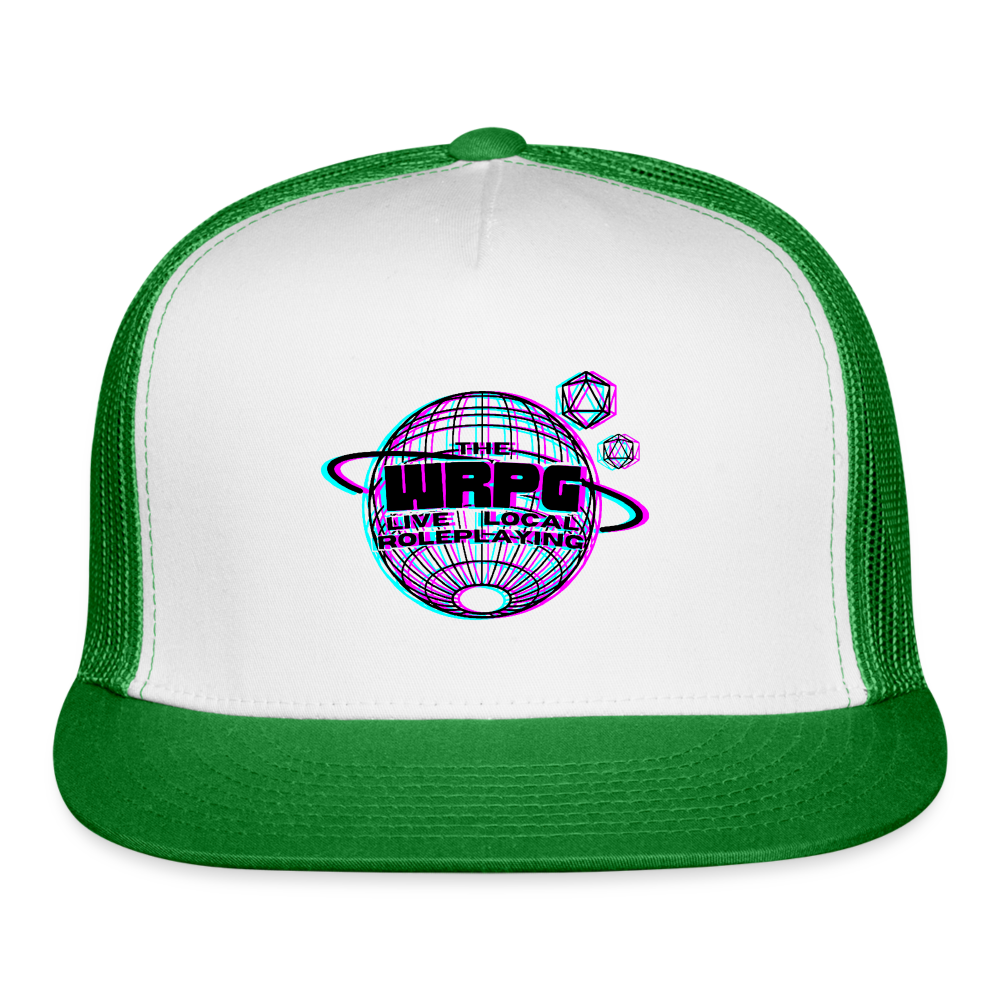 the WRPG 3d logo blackTrucker Hat - white/kelly green
